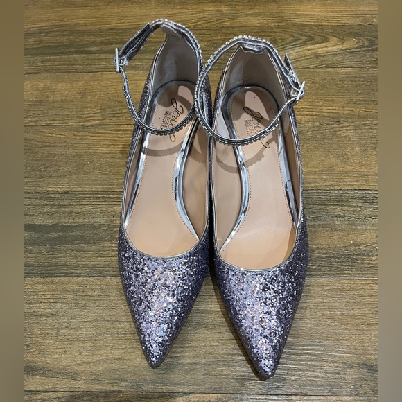 Badgley Mischka x Jewel Silver Glitter Kitten Heels Sz. 9 - Picture 3 of 10